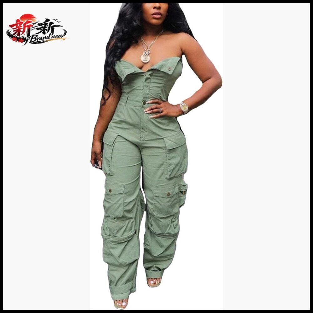 Off Shoulder Tube Denim Cumpsuit Wide Leg Baggy Loose Jean Romper